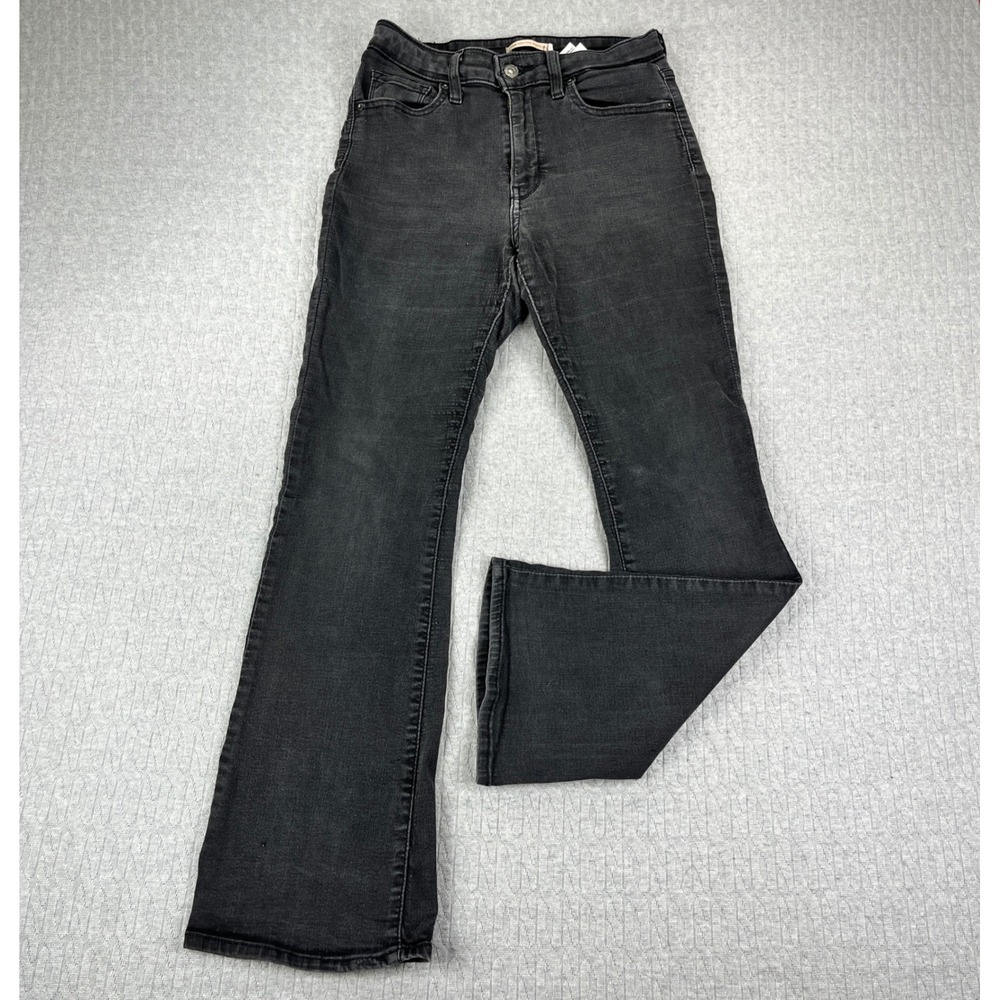 Levi's 725 High Rise Bootcut Jeans Womens 29/26x28 Black Denim Stretch Waterless